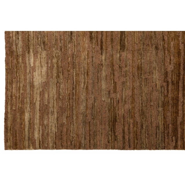 Brown 9 X 12 Modern Brown Wool and Jute Rug With Abstract Design For Sale - Image 8 of 11