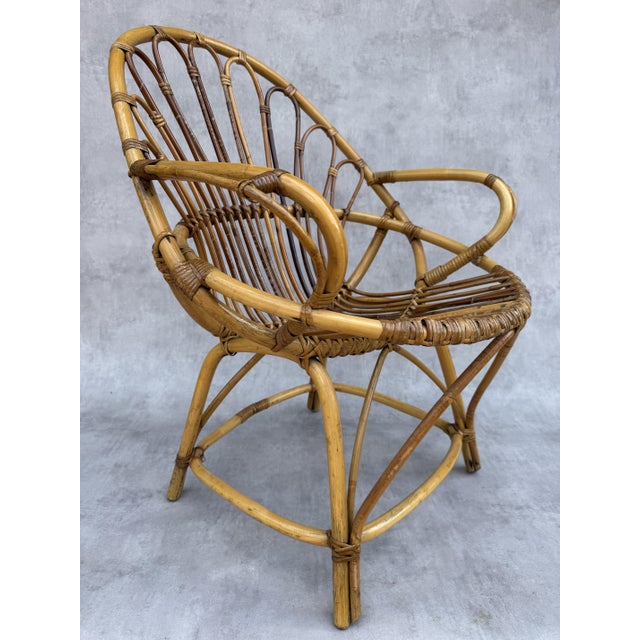 1960s Vintage Rattan Armchairs, France, 1960s, Set of 10 For Sale - Image 5 of 13