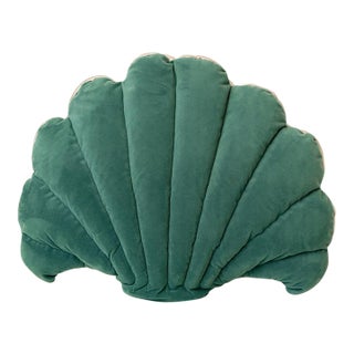 Modern Green Seashell Shaped Throw Pillow For Sale