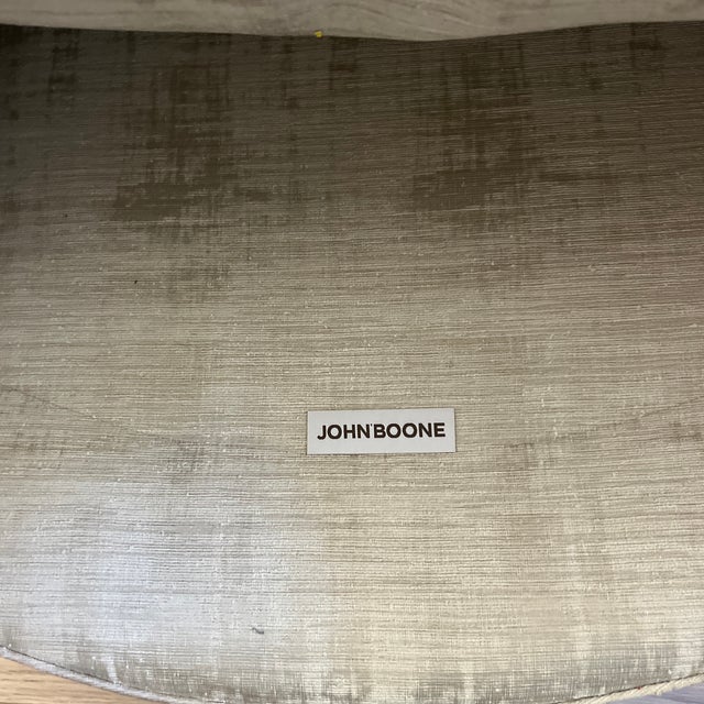2010s Pristine John Boon Club Chair in Oyster Linen Velvet For Sale - Image 5 of 8