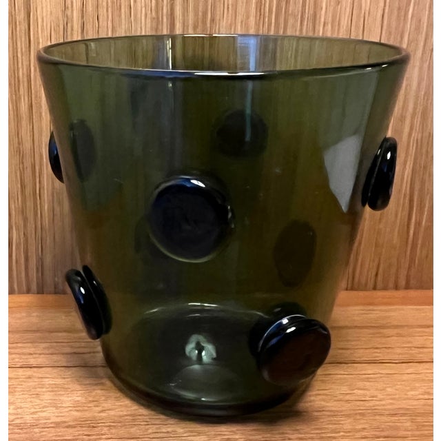 Mid-Century Modern Green Blown Glass Vase With Applied Polka Dot Roundels and Rough Pontil at the Base For Sale In New York - Image 6 of 12