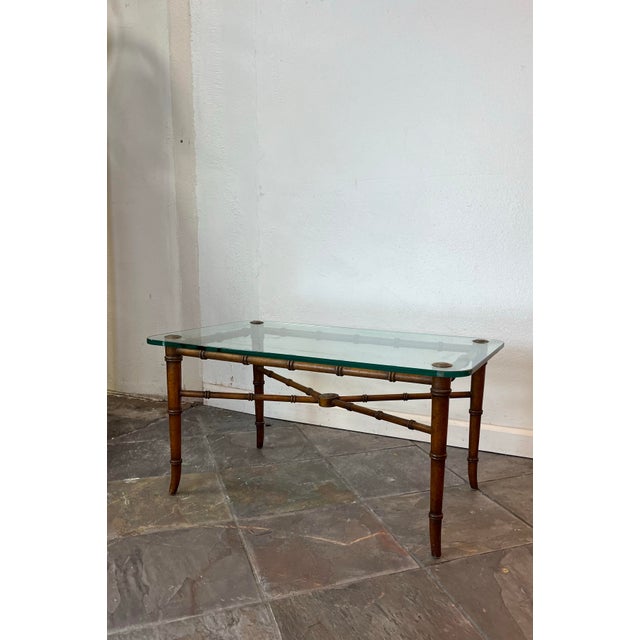 Mid Century Faux Bamboo Coffee Table For Sale - Image 4 of 8