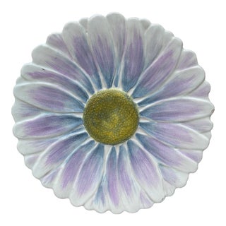 French Majolica Daisy Plate Marcel Guillot Vallauris, Circa 1950 For Sale
