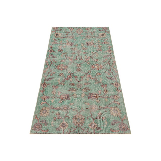 1960s Vintage Zeki Müren Rug in Blue, With Colorful Floral Patterns From Rug & Kilim For Sale - Image 5 of 8