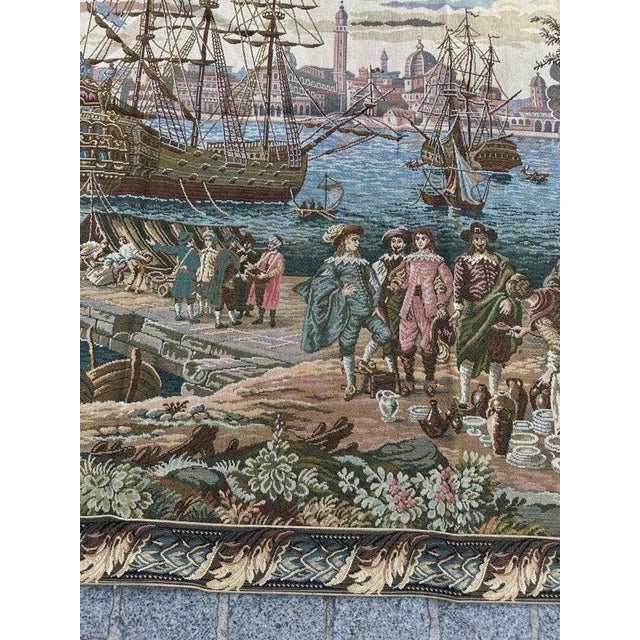 1970s Vintage French Style Jacquard Port of Venice Tapestry in the style of Aubusson, 1970s For Sale - Image 5 of 18