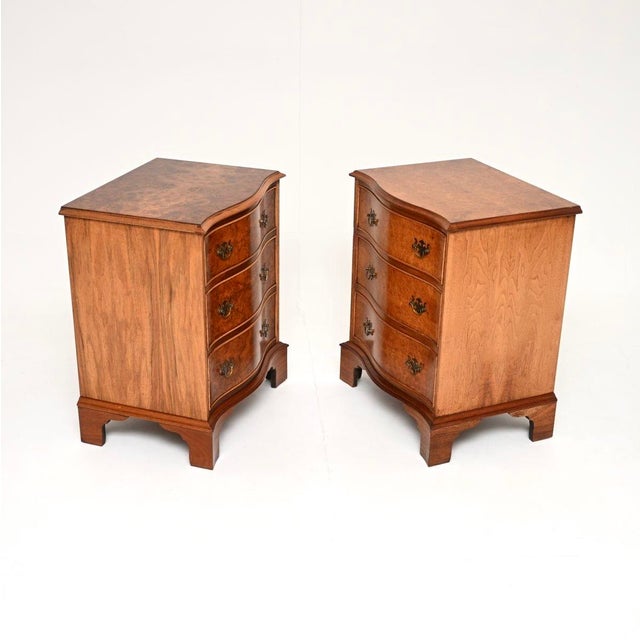 Antique Burr Walnut Bedside Chests, 1930, Set of 2 For Sale - Image 3 of 10