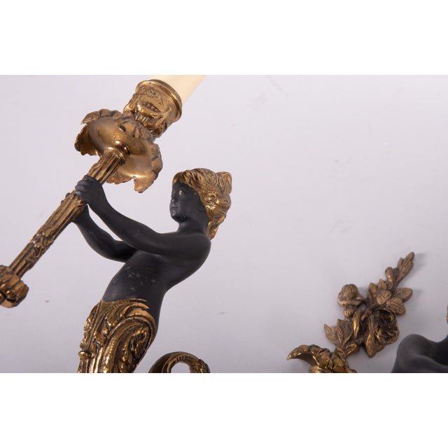 Set of Three 1930s Hollywood-Regency Style Double Arm Wall Sconces For Sale - Image 4 of 4