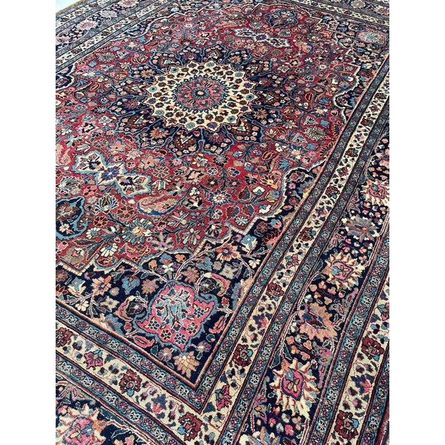 Blue Northeast Antique with Blooming Jewel Flora Rug 10 x 13.9 For Sale - Image 8 of 14