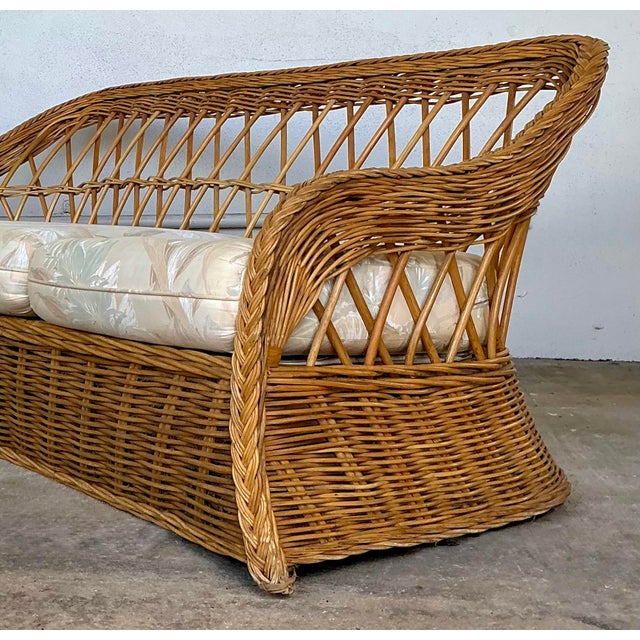 Vintage Braided Rattan 3 Seat Sofa For Sale - Image 4 of 12