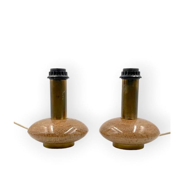 Hollywood Regency Pink Granite and Brass Table Lamps, Italy, 1970s, Set of 2 For Sale - Image 13 of 18