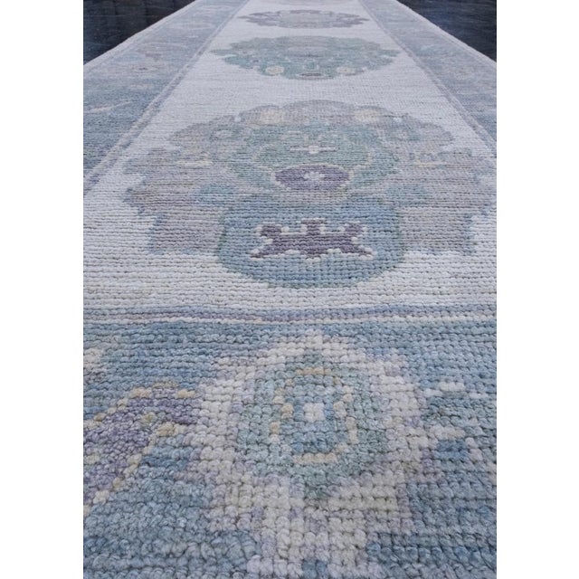 Light Gray Turkish Oushak Runner Rug 2'8" x 10'1" For Sale - Image 8 of 8