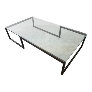 Monumental Minimalist Modern Glass Coffee Table For Sale