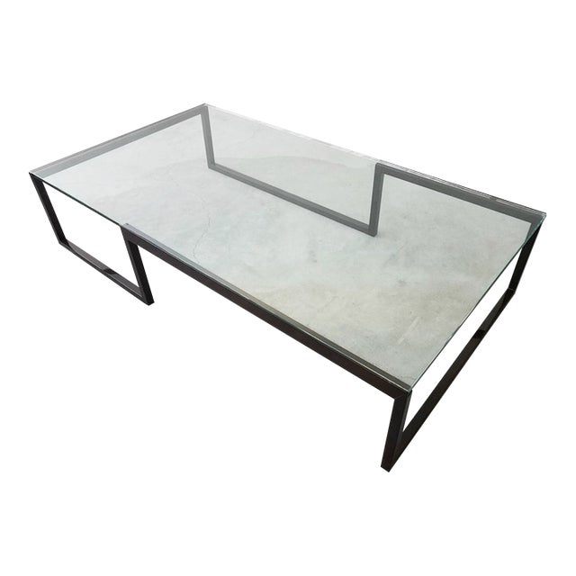 Monumental Minimalist Modern Glass Coffee Table For Sale