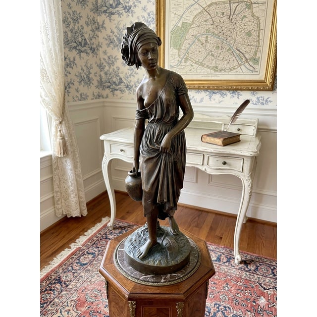 French 19th-Century French Orientalist Bronze Sculpture of a Nubian Water Carrier by Charles Cumberworth For Sale - Image 3 of 12
