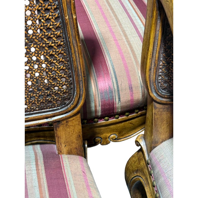 Wood Set of 8 Vintage Minton-Spidell Walnut French Provincial Dining Chairs For Sale - Image 7 of 11