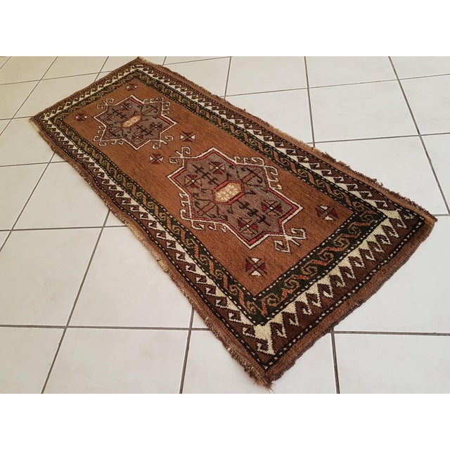 Hand Knotted Oushak Rug Yastik Doormat 2'1" X 5'3" For Sale - Image 4 of 11