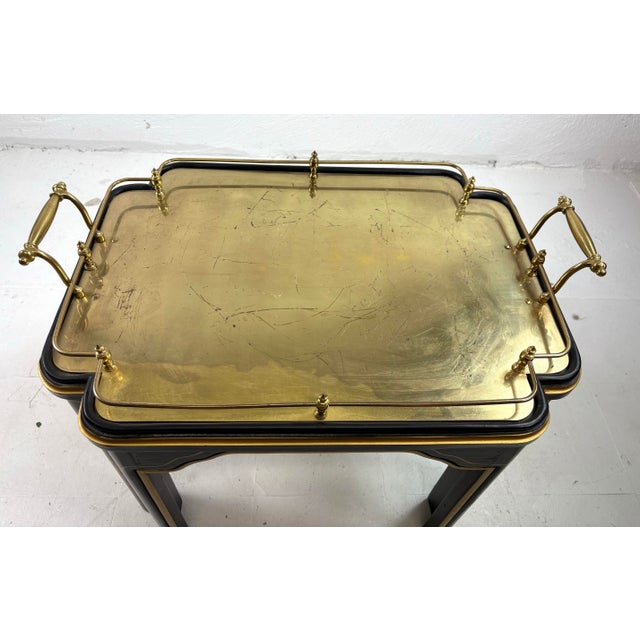 Black Hand Painted Gallery Tray Side Table After Maitland Smith For Sale - Image 8 of 11
