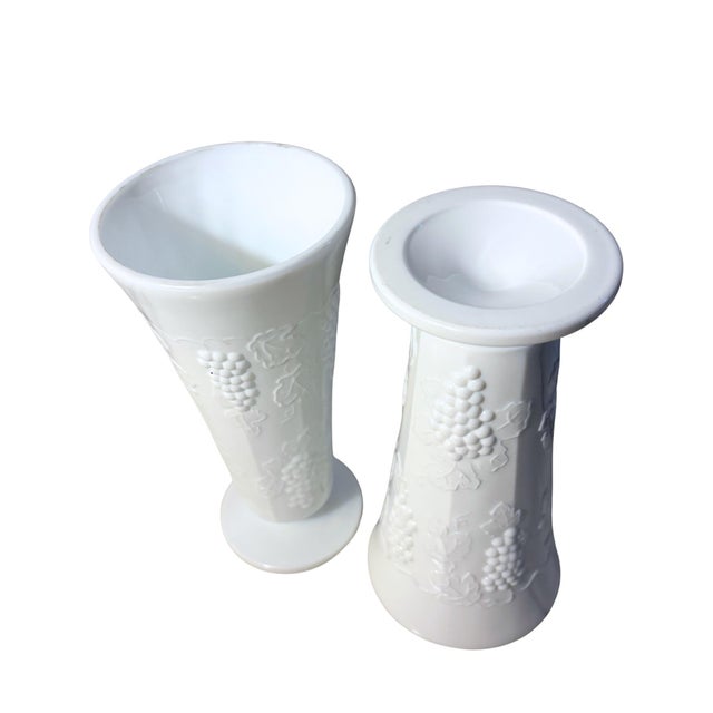 Indiana Glass Company Vintage Indiana Glass Colony Grape Milk Glass Vases, S/3 For Sale - Image 4 of 7