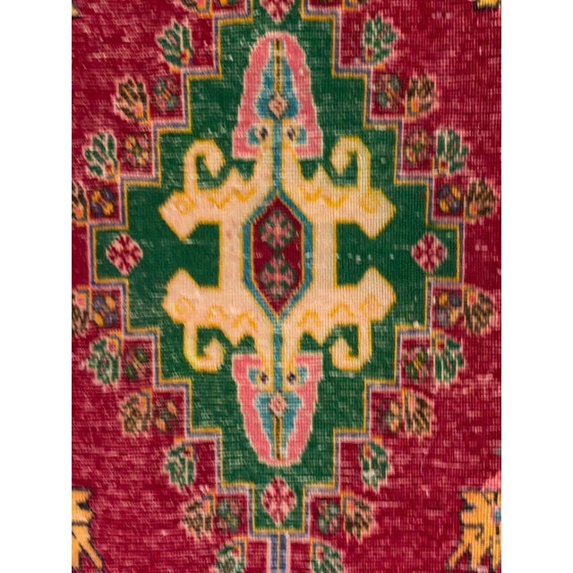 Red Small Handmade Persian Style Accent Rug For Sale - Image 8 of 18