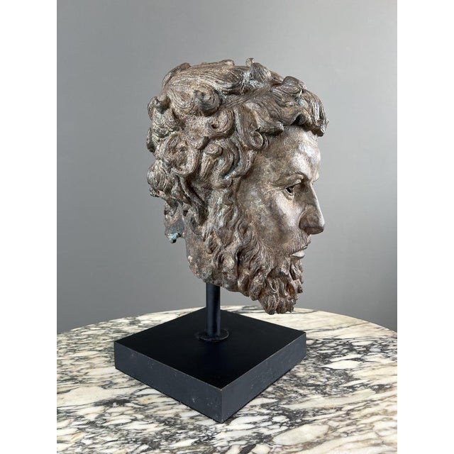 Metal Unknwon, Sculptural Bust on a Base, 1800s, Bronze For Sale - Image 7 of 10
