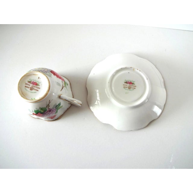 Mid 20th Century Vintage Royal Stafford "Carousel" Bone China Lilacs Tea Cup and Saucer For Sale - Image 10 of 11
