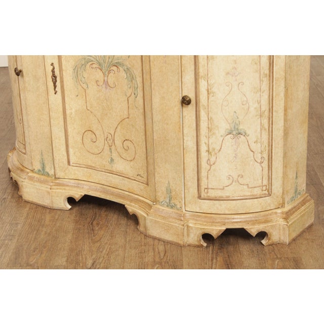 Beige Italian Venetian Hand Painted Serpentine Front Console For Sale - Image 8 of 13