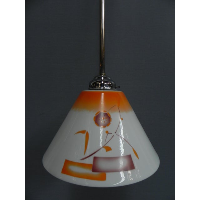 Red Art Deco Hanging Lamp with Glass Shade, 1930s For Sale - Image 8 of 13