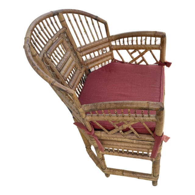 Vintage Brighton Chinoiserie Rattan Bamboo Armchair For Sale
