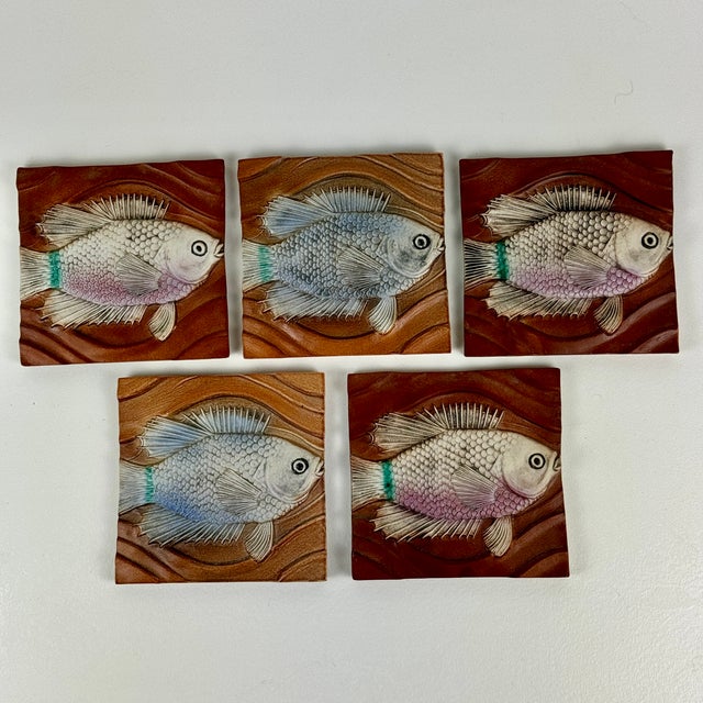 A gorgeous set of 5 new-old stock tiles by retired company Natalie Surving Studios. These architectural tiles showcase a...