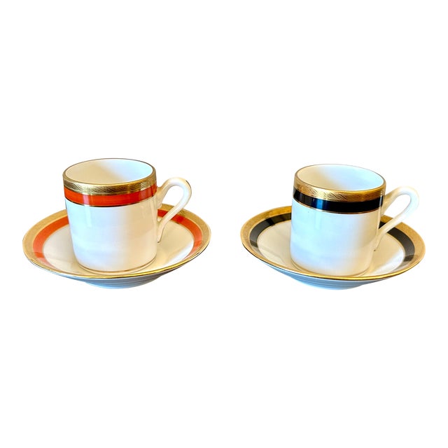 Richard Ginori Impero Demitasse Cups and Sauces- a Pair For Sale