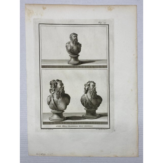 Mid 18th Century 1767 Antique Mythological Busts Engraving For Sale - Image 5 of 5