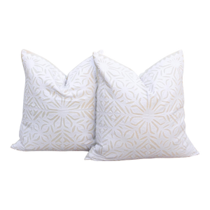 Ivory Flora, Pair of Appliqué Pillow Covers