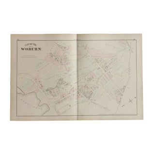 Antique Woburn Massachusetts Atlas Map Plate F For Sale
