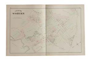 Antique Woburn Massachusetts Atlas Map Plate F