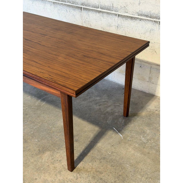 Brown Rosewood Dining Table With Expandable Pull Out Draw Leaves Sejling Skabe Denmark 1960s For Sale - Image 8 of 12