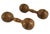 Pair of antique tow pound turned wood dumbbells. No maker's mark. Great for coffee table display. Condition: surface age...