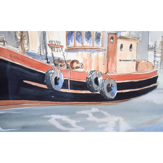 Blue "The Lulu" - Harbor Seascape in Watercolor on Paper by Anne Ormsby For Sale - Image 8 of 12