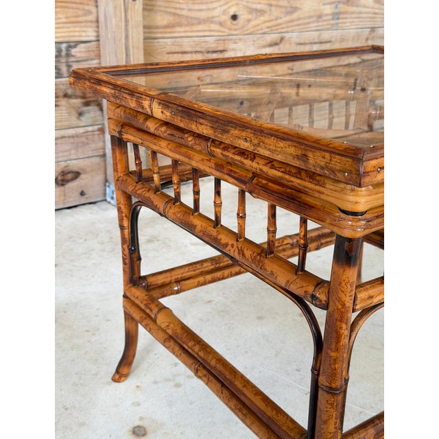 Restored Brighton Pavilion Style Bamboo Side Table by Mersman For Sale In Naples, FL - Image 6 of 10