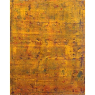 Original Layered Oil Painting on Canvas by Bernhard Zimmer "Ahw 191" Minimalist Yellow Artwork For Sale