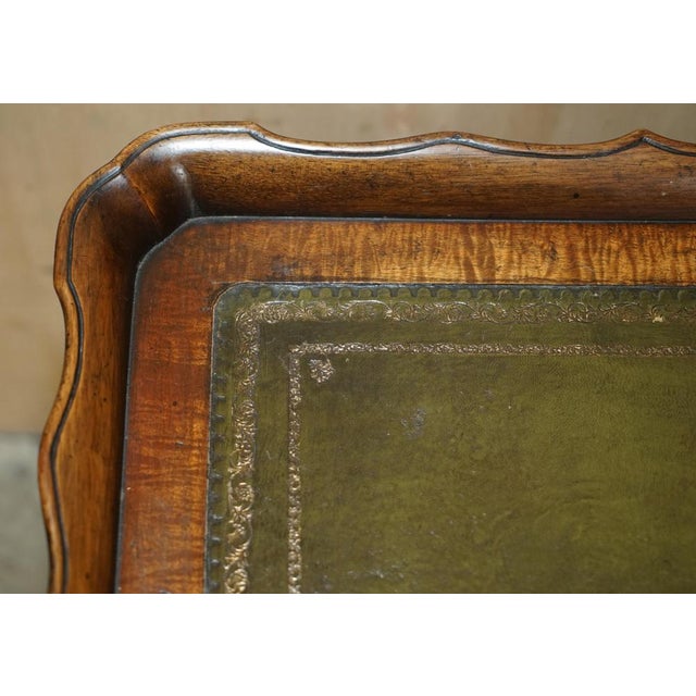 Large Antique Carved Hardwood & Green Leather Tilt Top Centre Table For Sale - Image 13 of 18