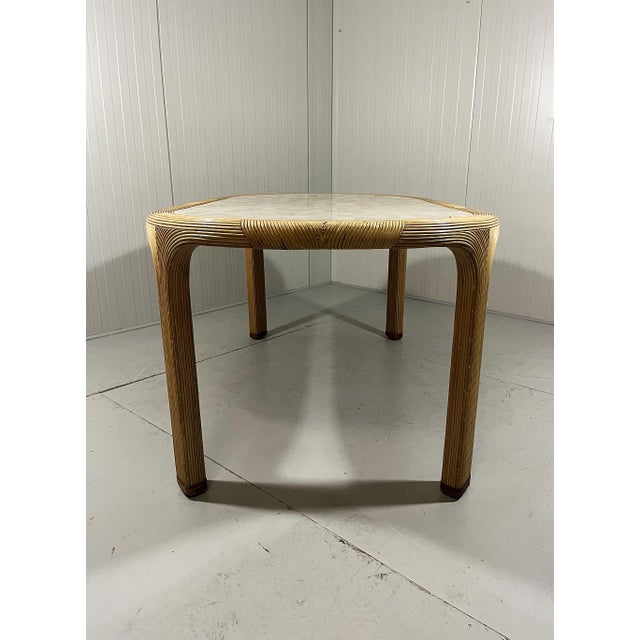 Rattan & Travertine Dining Table from Vivai Del Sud, Italy, 1960s For Sale - Image 11 of 18