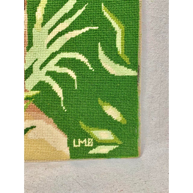 Mid-Century Modern Vintage Handmade Lion Needlepoint For Sale - Image 3 of 12