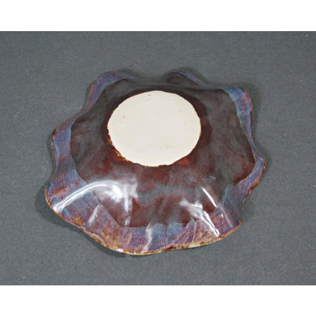 Ceramic Signed Jw Hand-Built Studio Pottery Wavy Bowl For Sale - Image 7 of 8