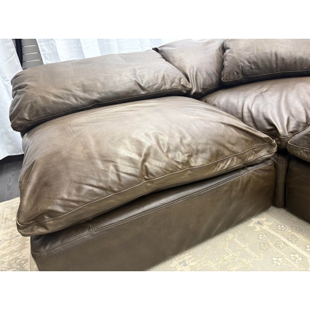 Brown Rh Cloud® Modular Leather Sectional — 4-Piece For Sale - Image 8 of 18