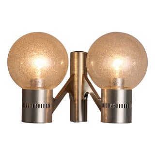 Vintage Wall Lamp in Aluminium and Glass, 1960s For Sale