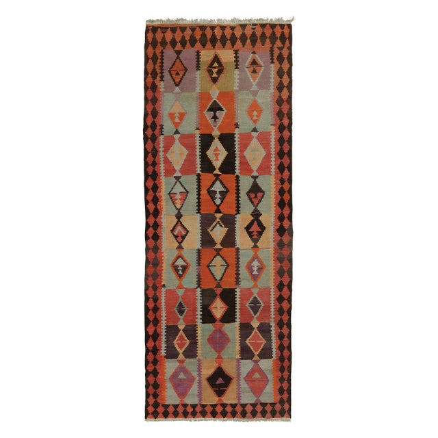 Red Vintage Persian Kilim Rug in Red, Orange and Blue Tribal Geometric Patterns For Sale - Image 8 of 8
