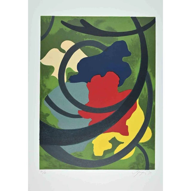 Amintore Fanfani, Abstract Composition, Original Screen Print, 1972 For Sale