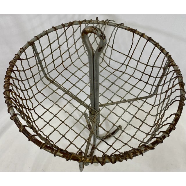 Vintage Hanging Metal Miners Basket With Hooks From England - Circa 1930’s. Makes an awesome hanging fruit basket or small...