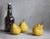 Pear Cider by Michael DeVore | Oil on panel Still life of pears and a bottle For Sale