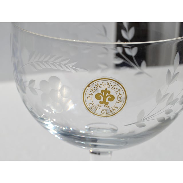1930s Art Deco Flemington Cut Glass Champagne Coupe Hand-Cut Daisy Floral Designs For Sale - Image 10 of 13